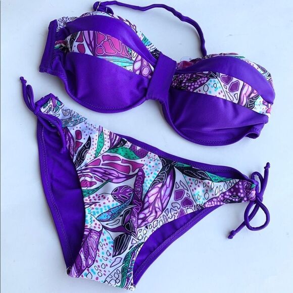 Purple Two Piece Bathing Suit Bikini NEW - Picture 3 of 3